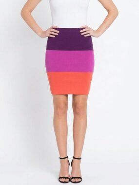 BCBGMAXAZRIA “Scarlett” Rare Neon Colorblock Bodycon Mini Power Skirt S Y2K